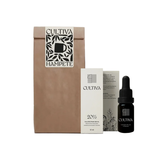 Sæt med Cultiva Økologisk 20% CBD Dråber med THC + Hampete